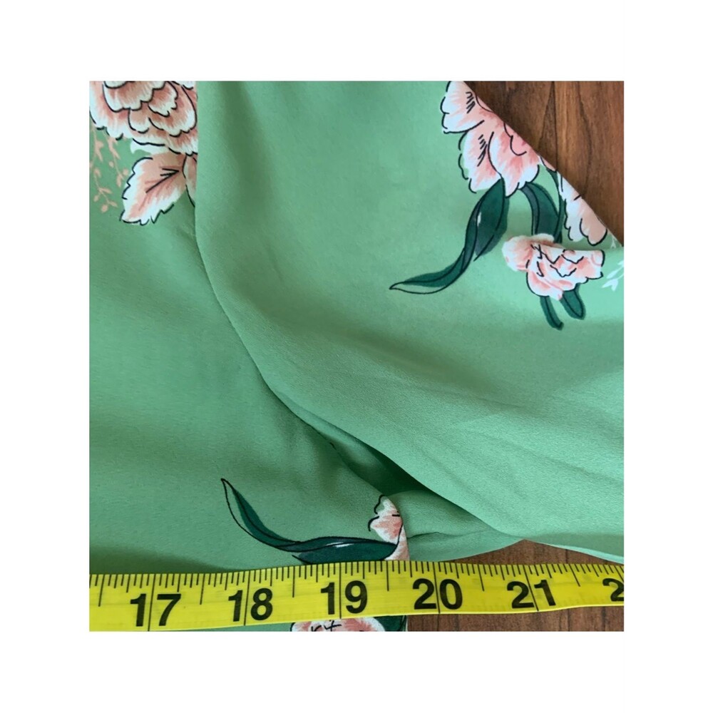 LOFT Green Floral V-Neck Peasant Long Sleeve Blouse Top Semi Sheer M Feminine - Picture 7 of 8